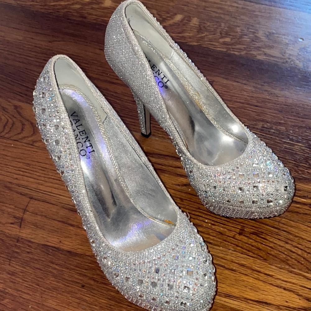 Valenti Franco Silver sparkly Heels